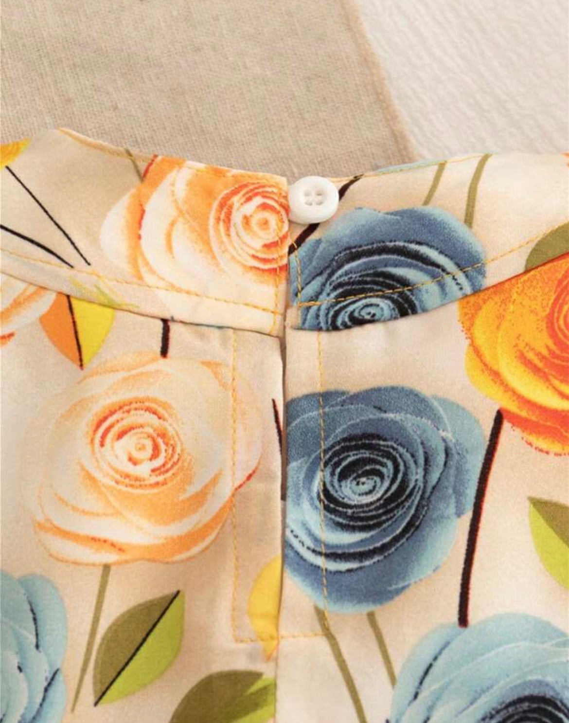 2pcs/Set Baby Girl Summer Sleeveless Colorful Rose Print Dress & Hat,