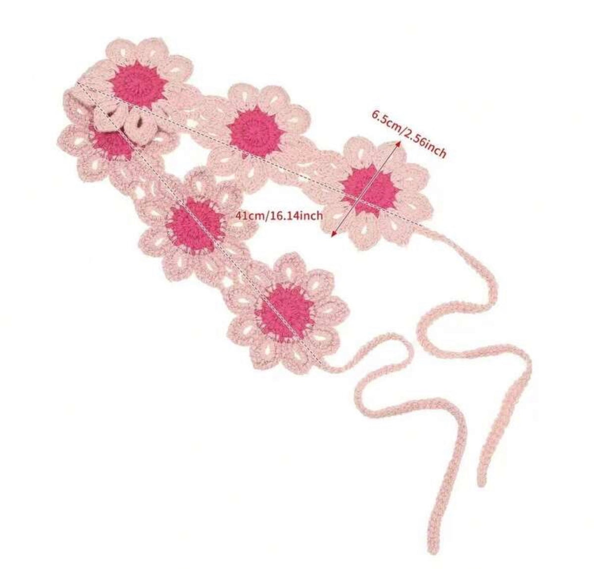 1pc Bohemian Style Sweet Handmade Woven Flower Long Hair Band,