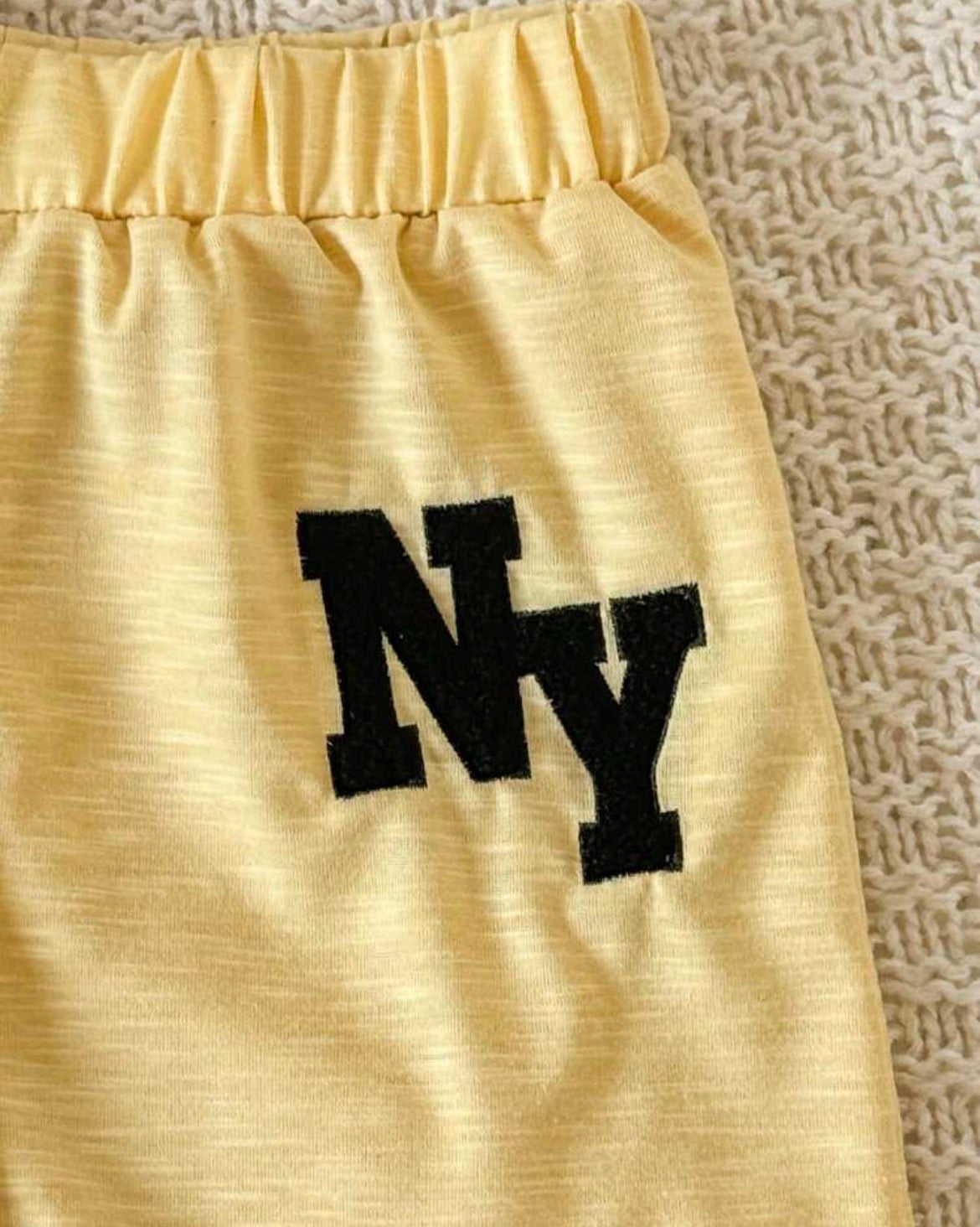 3pcs/Set Yellow Letter Embroidered Zipup Sleeveless Jacket, White Short Sleeve T-Shirt, Yellow Casual Shorts