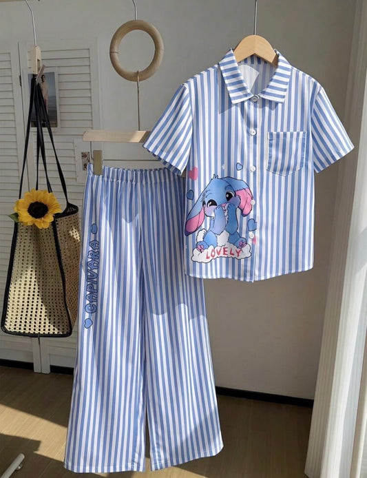 Tween Girls Casual Striped Shirt & Pants Set
