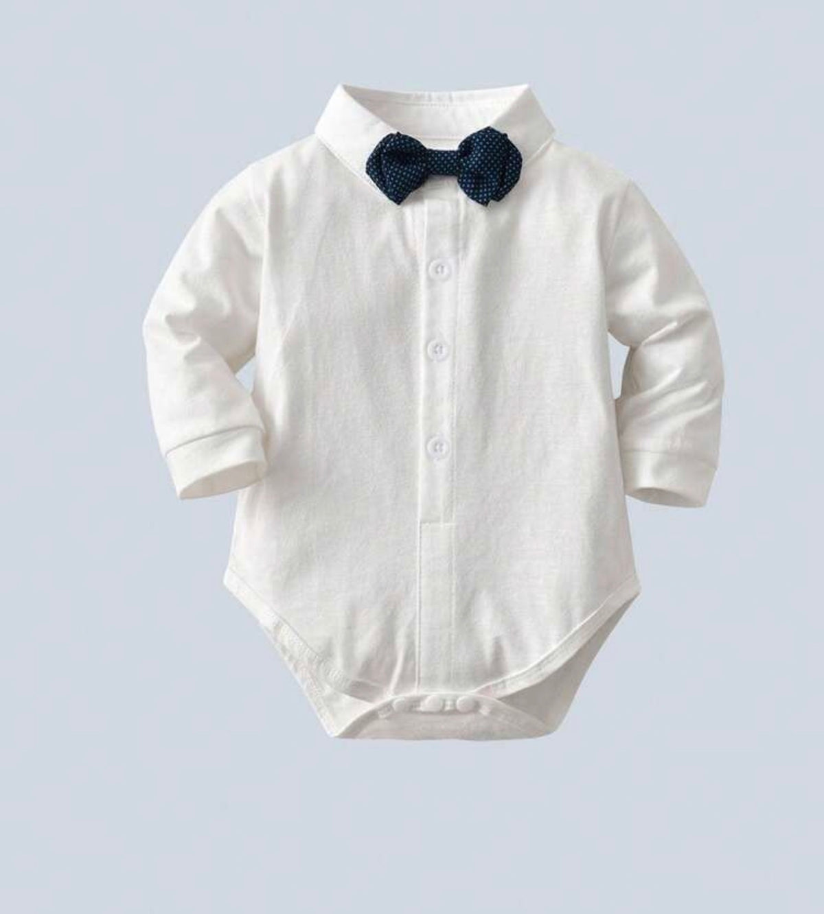 Gentleman 3-Piece Set White Long Sleeve Shirt With Bow Tie Plaid Vest And Long Pants