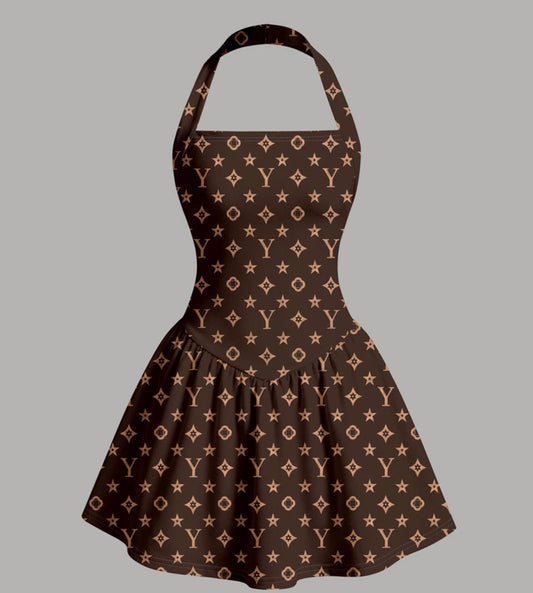 Floral Print Halter Neck A-Line Dress