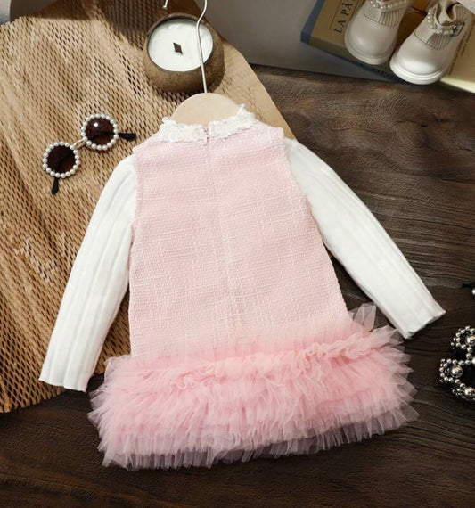 2pcs Layered Mesh Tutu Dress & Long Sleeve Autumn/Winter