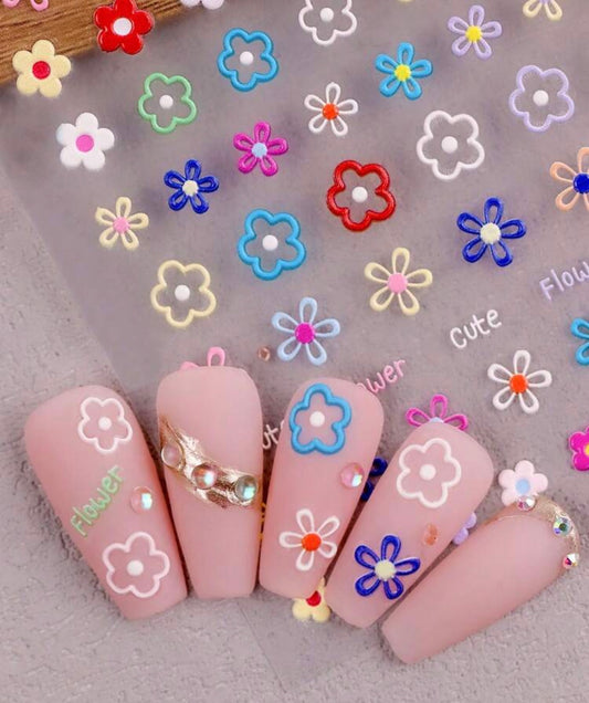 1 Sheet Colorful Floral Macaron Style Nail Art Stickers