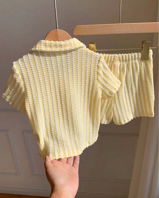 Unisex Baby Boy/Girl Casual Cute Striped Short Sleeve Shirt And Shorts Set