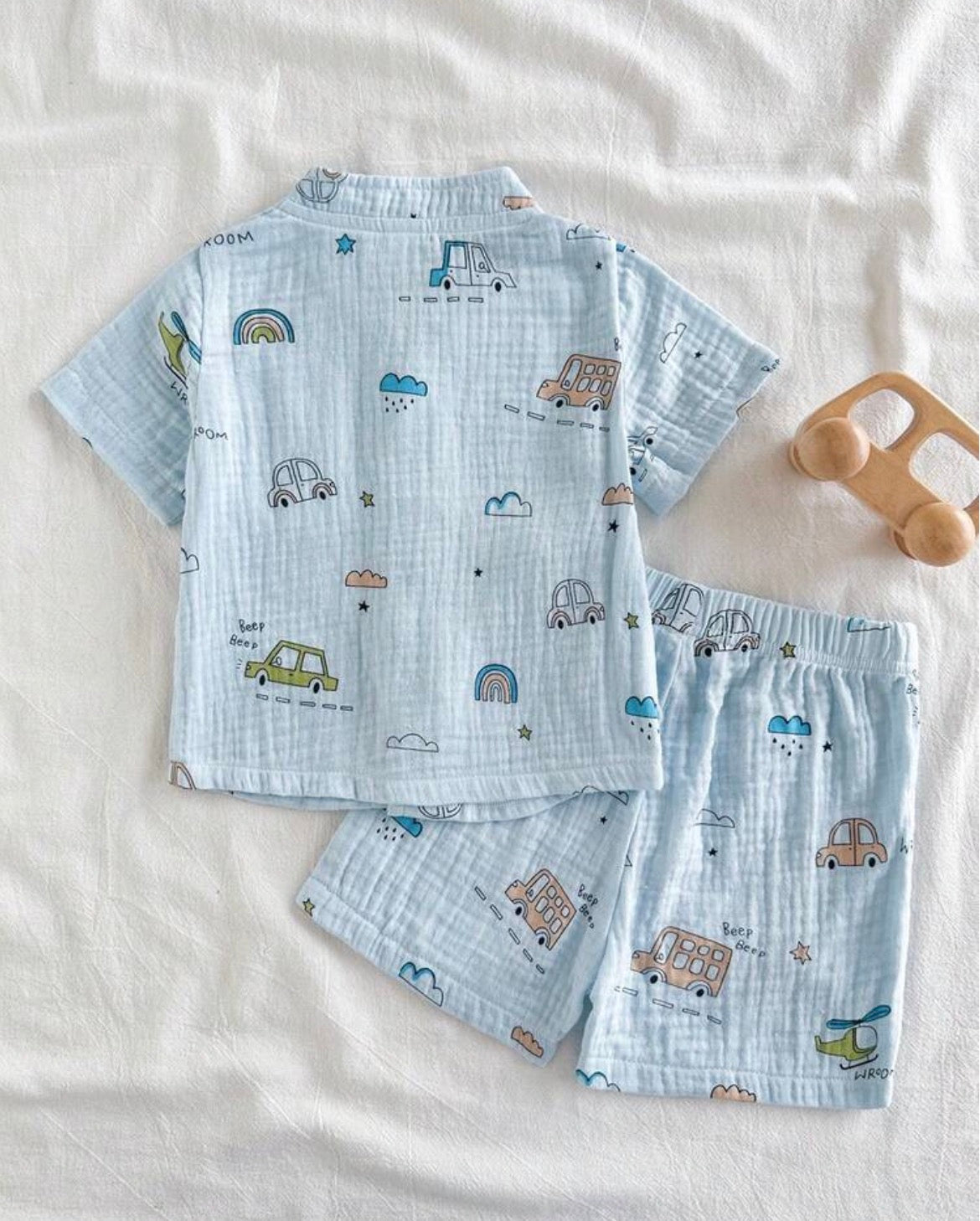 2pcs/Set Toddler Infant Plant Pattern Short Sleeve Shirt And Elastic Waist Shorts