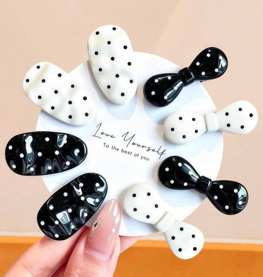 8/4pcs Vintage Polka Dot Bow Hair Clips
