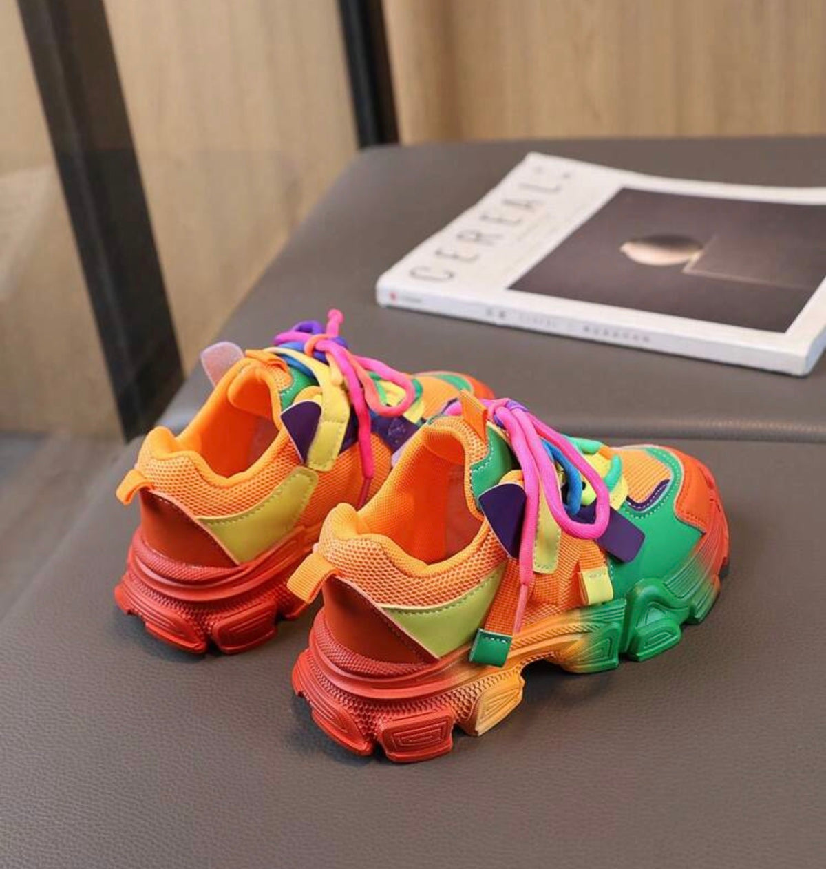 1 Pair Soft-Sole Sports Colorful Sneakers