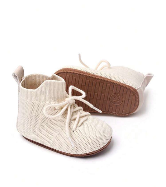 Infant Plain Non-Slip Breathable Knit Detail High-Top Flats