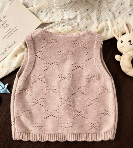Hollow Bow Lace Loose Thin V-Neck Sweater Vest