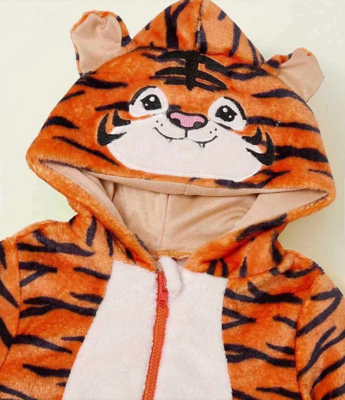 Animal Print Zipper Hooded One-Piece