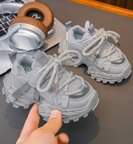 Thick-Sole Chunky Sneakers Breathable Mesh Upper, Soft Non-Slip