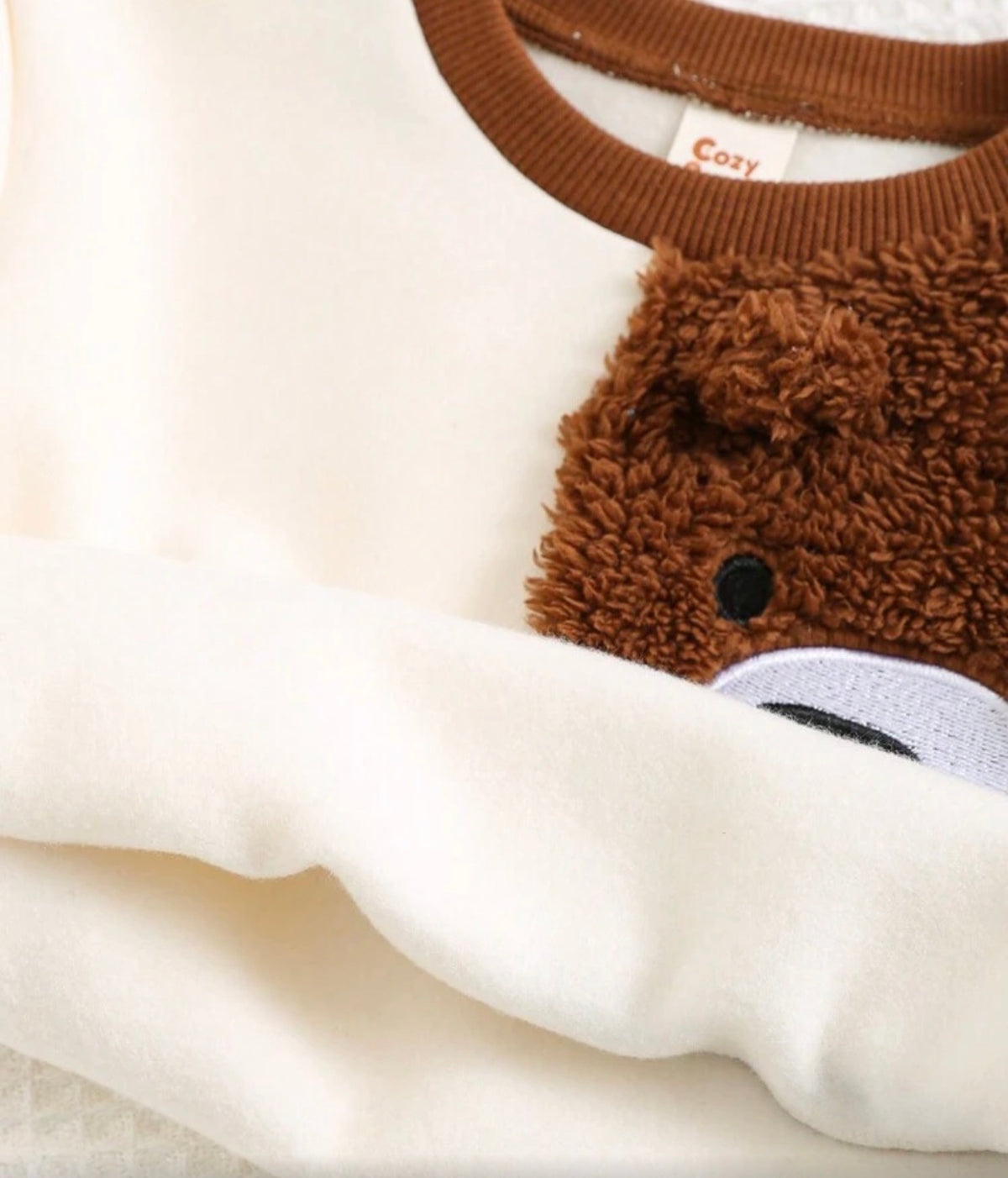 2pcs Cartoon Bear Graphic Crew Neck Pullover Sweatshirt And Pants Set