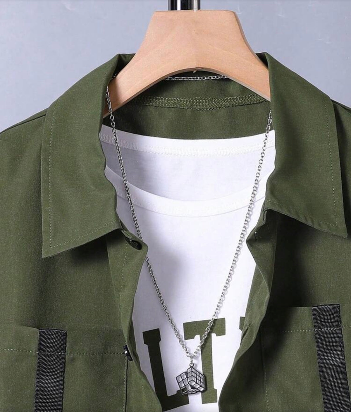 3pcs/Set Collar Waistcoat & Short Sleeve T-Shirt & Pocket Cargo Pants