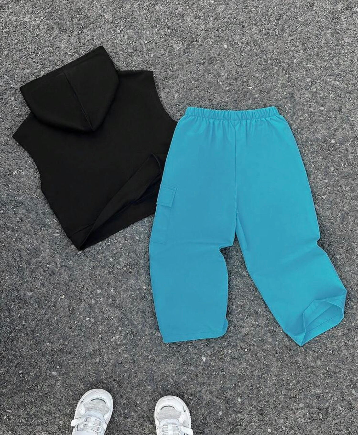 Korean Style Letter Print Raglan Hoodie And Wide Leg Sweatpants Set