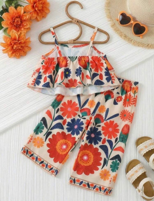 Floral Camisole top And wide leg pant