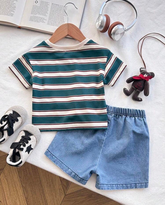 Baby Boy Blue White Stripe Outfit