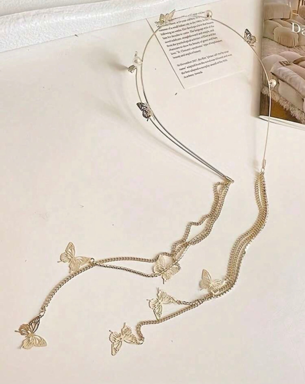 Butterfly Tassel Headband Is Made Of Synthetic Cubic Zirconia