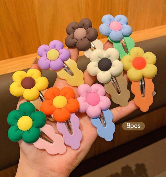 6pcs Cute Floral Hair Clips, Korean Hair Accessories