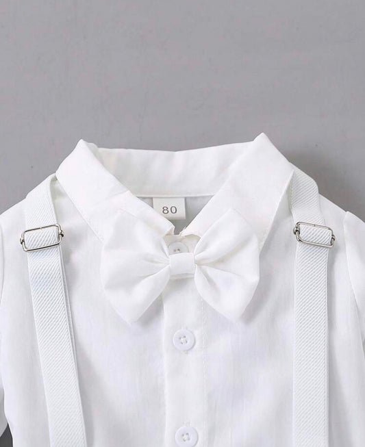 Christening White Shirt+bib overall suit