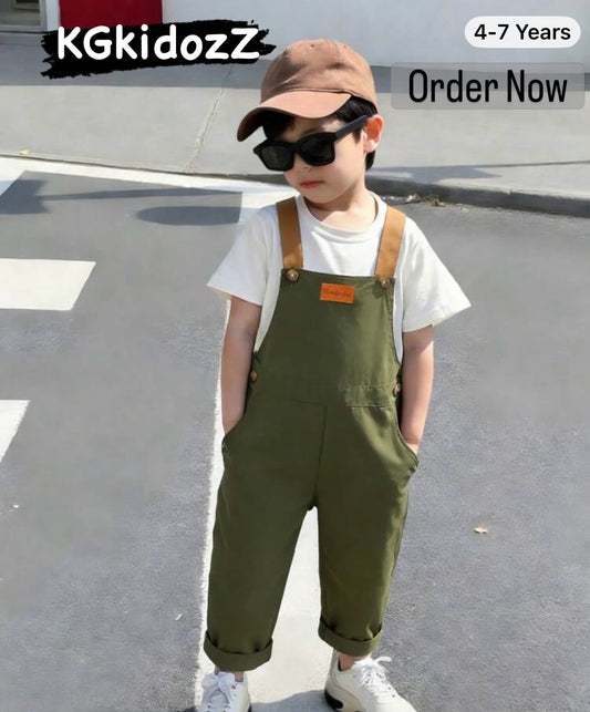 1pc Young Boy Vintage Cargo Style Bib Pants