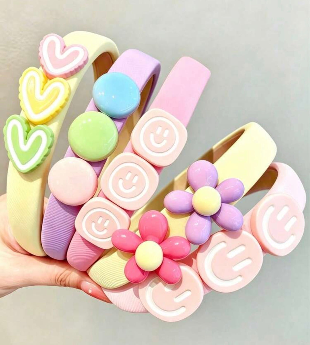 Macaron Color Heart & Flower Decor Headbands