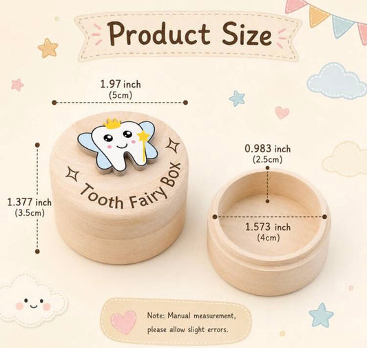 Tooth Fairy Box, Cute 3D Tooth Carved Wooden Box