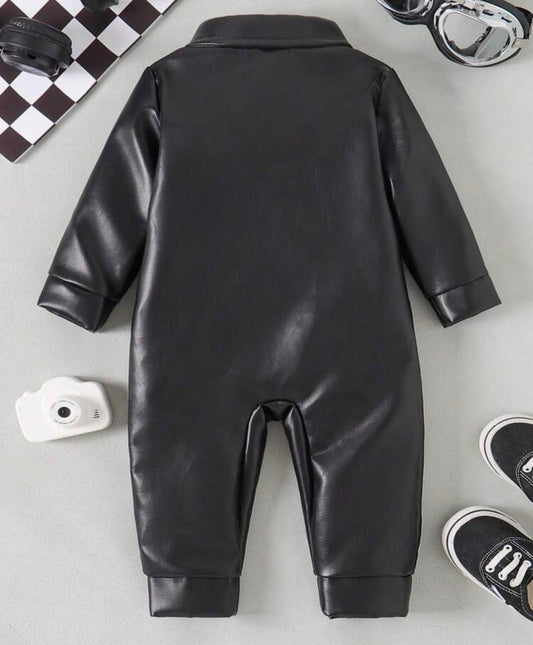 Autumn/Winter PU Leather Long Sleeve Jumpsuit,