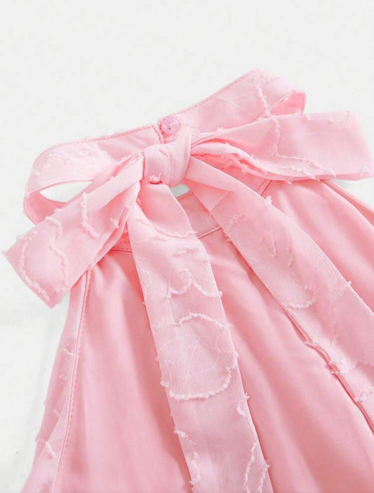 Hot Pink Backless Lace Embroidered