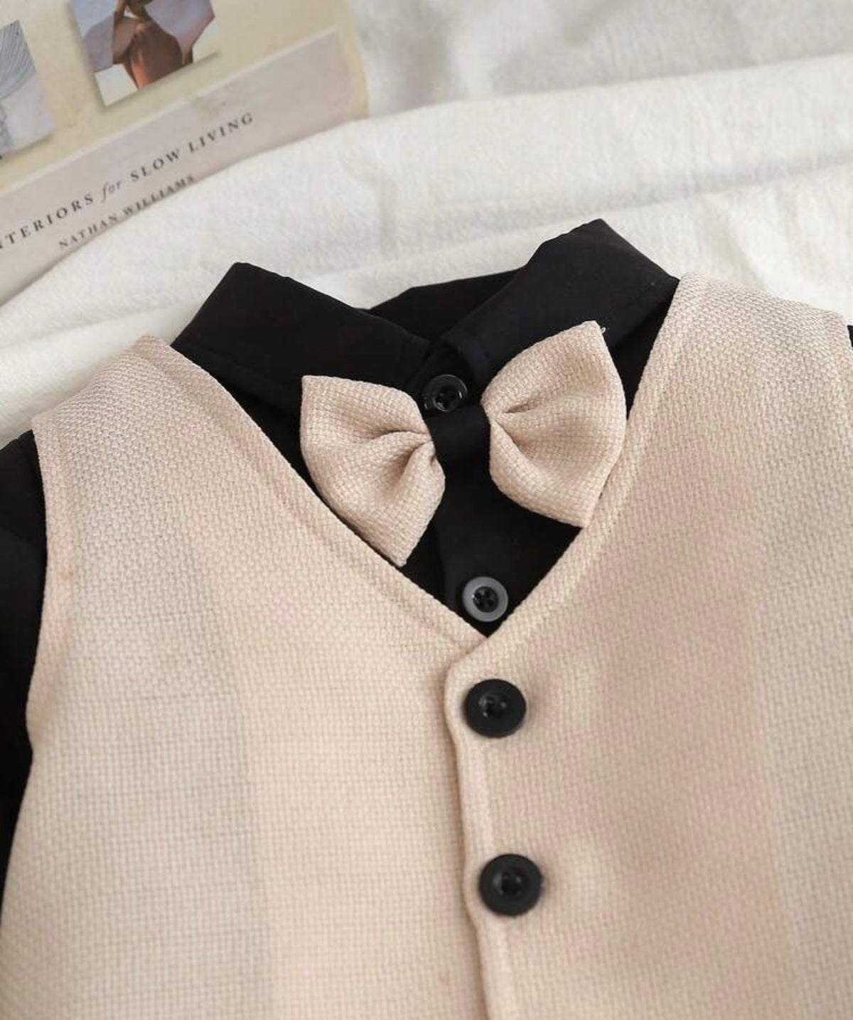 4-Piece Long Sleeve Shirt With Bow Tie, Vest, Long Sleeve Blazer And Pants