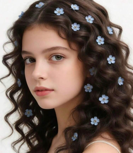 10/20pcs White Flower Bead Hair Clips