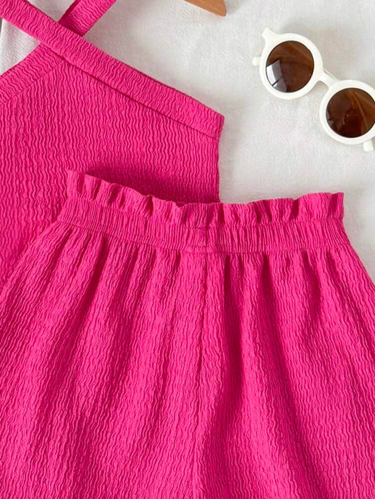 Criss-Cross Fitted Tank Top And Shorts Set