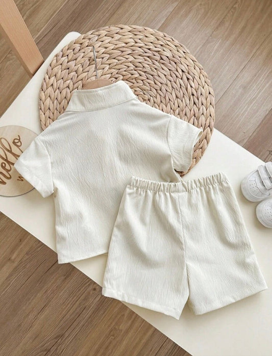 Korean Style Letter Print Stand Collar Top Jacket And Shorts