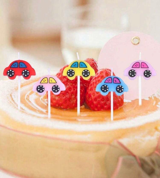 5pcs Car Shaped Birthday Candles, Suitable For Car Themed Birthday Party Decoration, Car Birthday Party Supplies