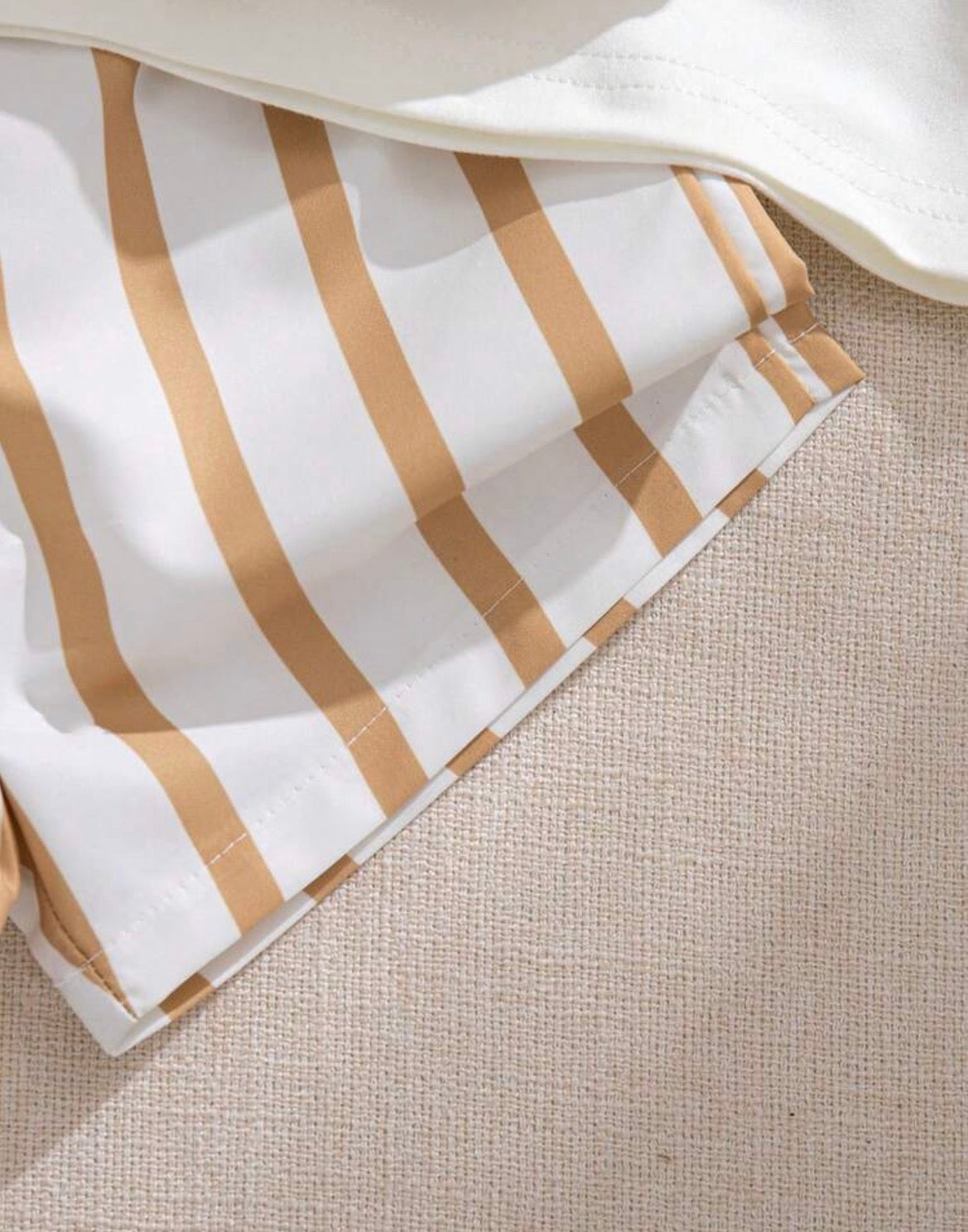 3-Piece Baby White Graphic Tee,Striped Shorts&Crossbody Bag