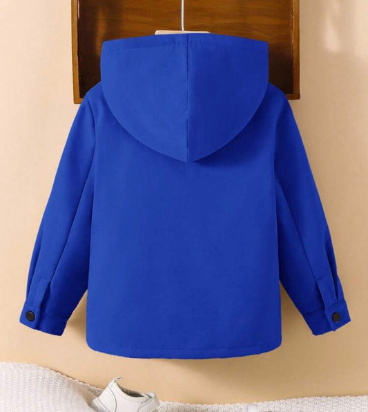 Fleece Lining Hooded Open Front Long Sleeve Mid-Weight Woven Jacket Winter