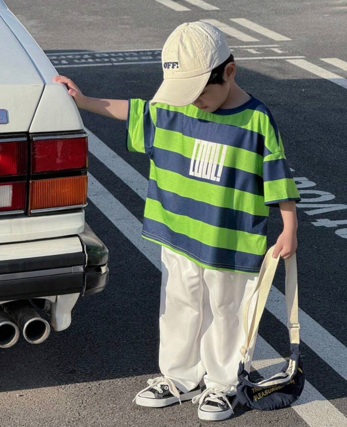Round Neck T-Shirts And White Long Pants,Loose Japanese Korean Style