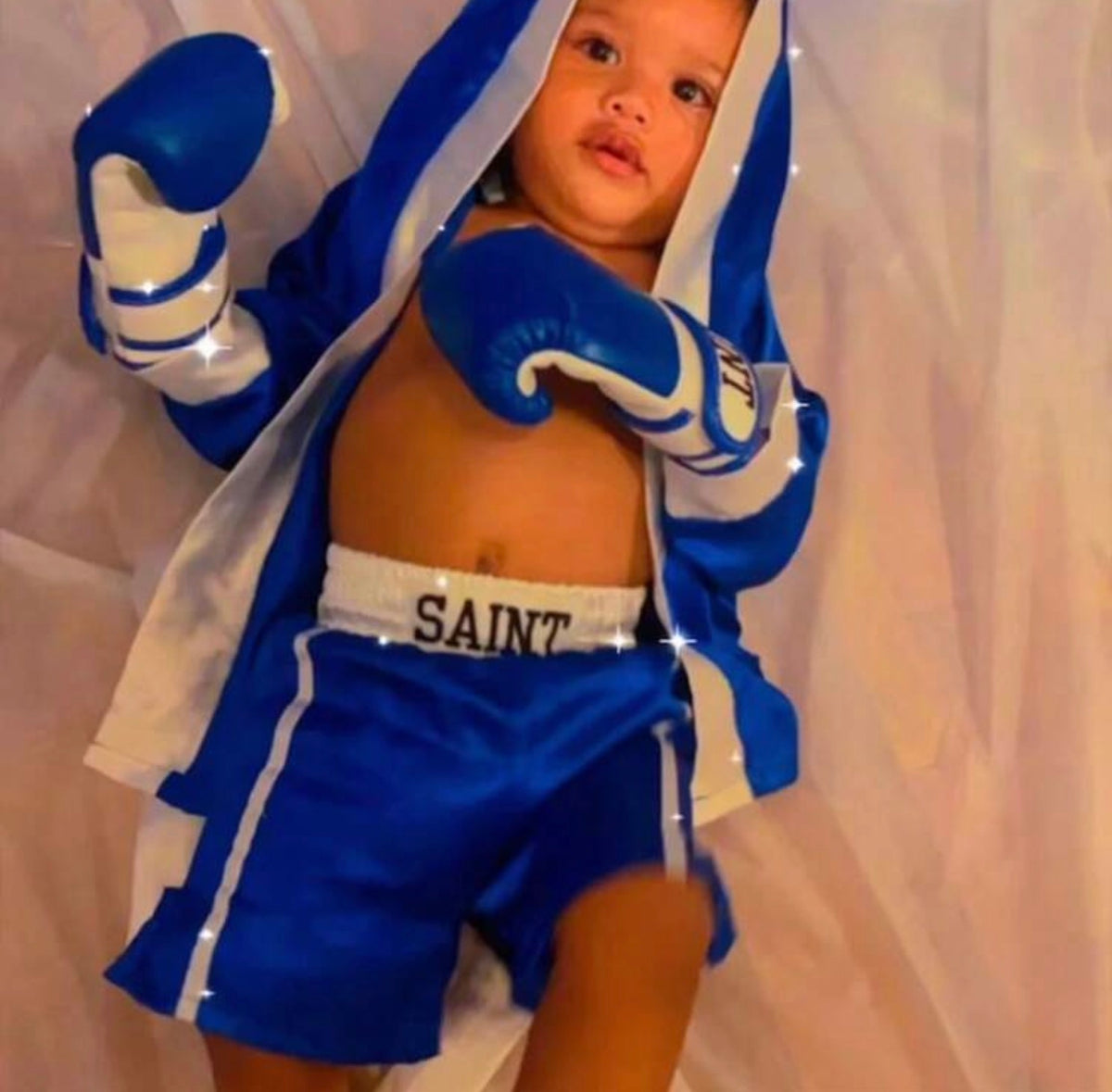 3PCS Newborn Photography Boxer Robe Short And Boxing Set