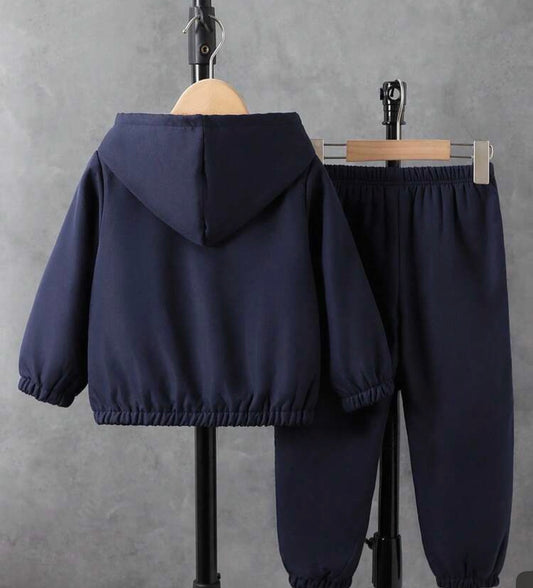 2pcs/Set Fleece Zip-Up Jacket Pants Set