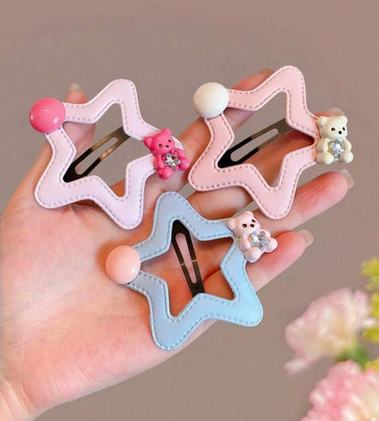 5pcs Hollow Star & Little Bear BB Hair Clips