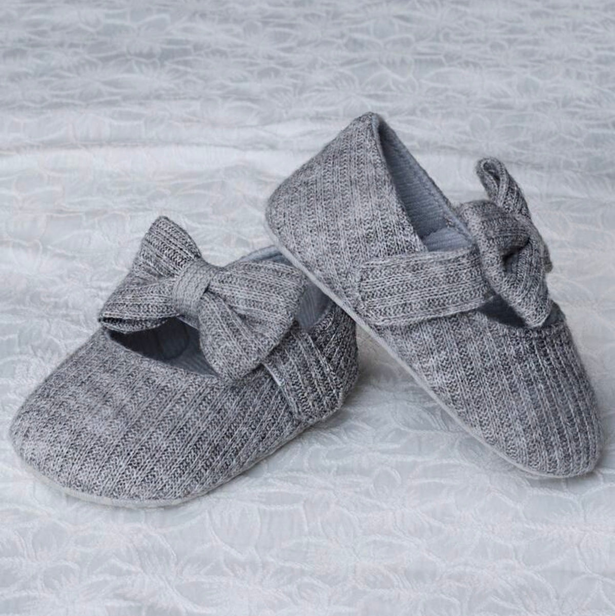 1 Pair Girls' Bow Knit Fabric Slip-On Cute Flats