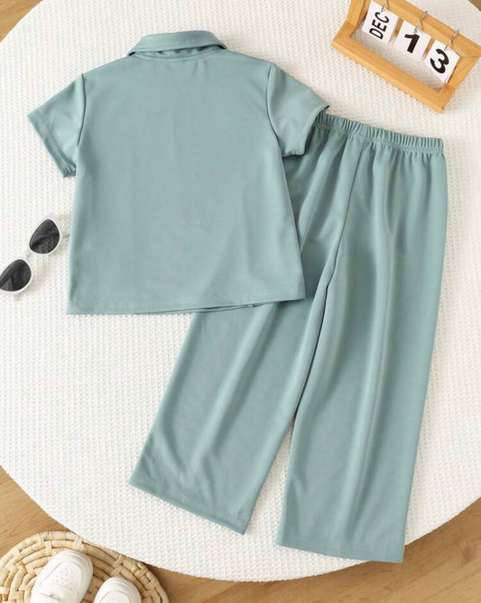 Solid Color Zipper Half-Open Polo Collar T-Shirt And Straight Leg Sweatpants Set