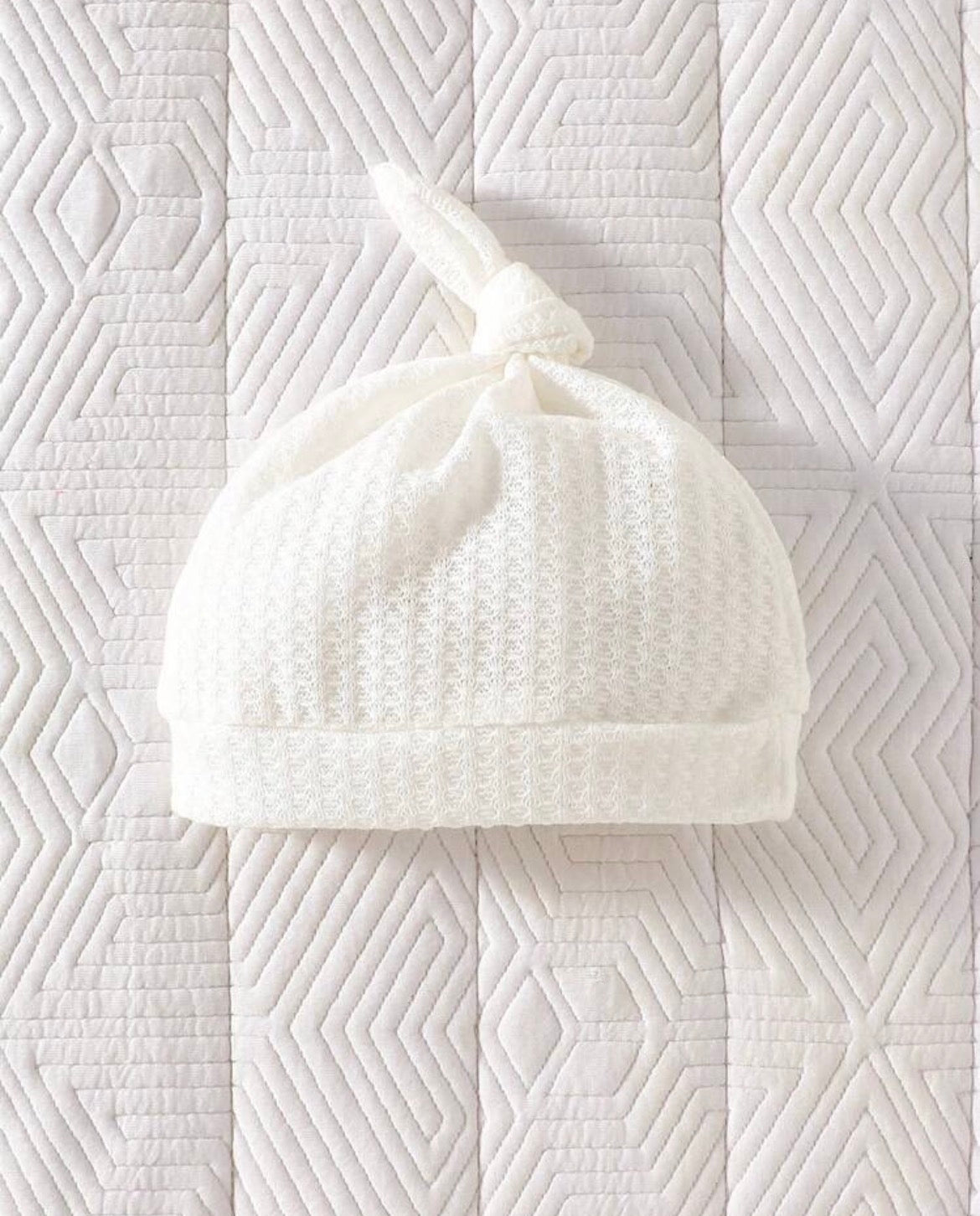 2pcs/Set Christening Jumpsuit Waffle Knit Short Sleeve Bodysuit&Hat