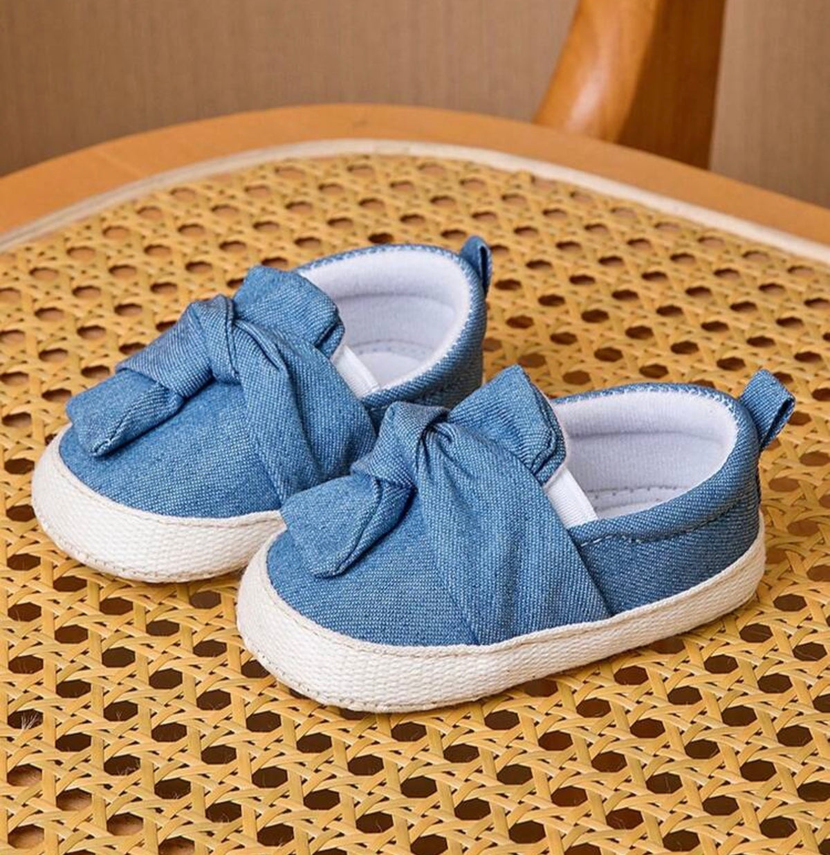 1 Pair Bow Knot Fabric Flat Casual Shoes