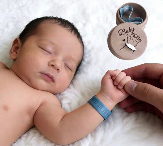 Baby Hospital Bracelet Keepsake Box Wooden Baby Birth Commemorative