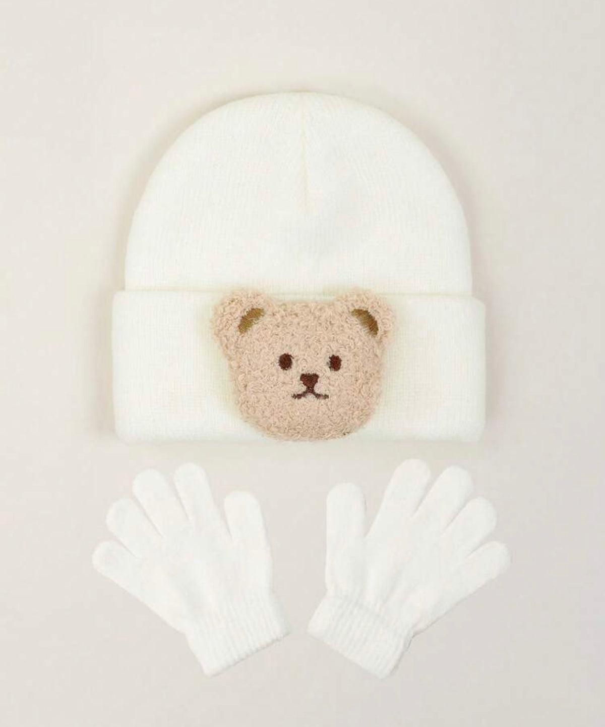 1set 0-3Y Beanie & Gloves Winter Knit Warm Caps