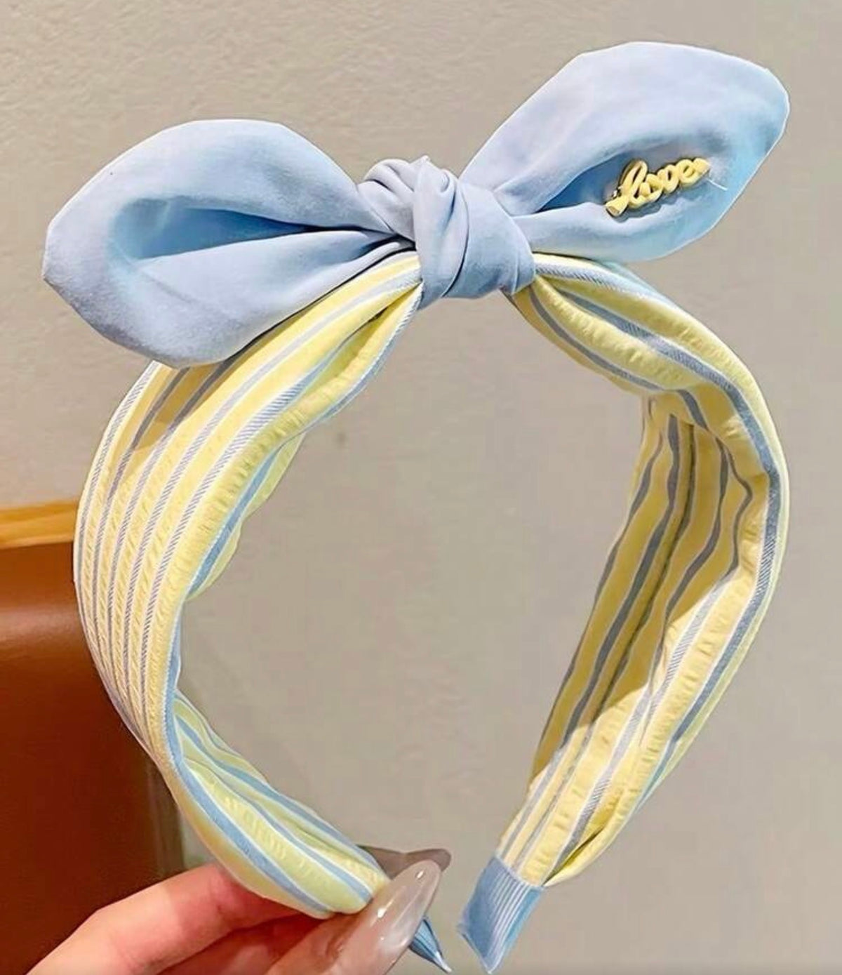 Versatile Rabbit Ear Bow Striped Wide Fabric Headbands