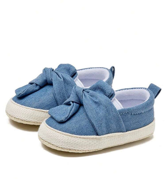 1 Pair Bow Knot Fabric Flat Casual Shoes
