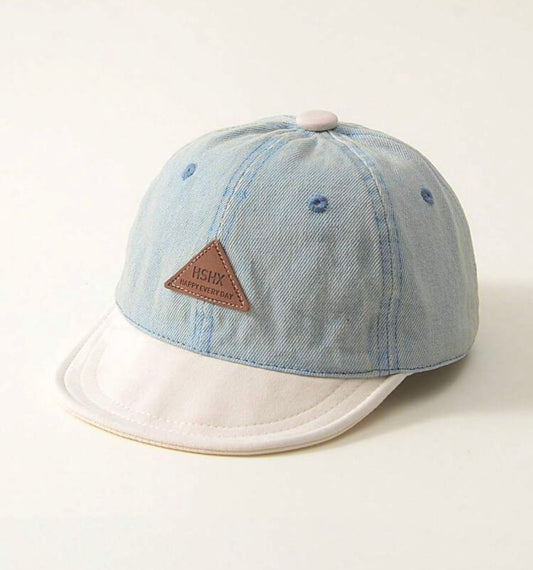 1pc Denim Patchwork Casual Adjustable Soft Brim Baseball Cap