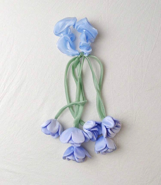 Women's Elegant Tulip Flower Ribbon Hair Tie, Sweet Floral Elastic Band, Premium Flower Bud Hair Tie, Cute Floral Hair Accessory, Suitable For Daily Wear Ponytail Elastics Rubber Bands